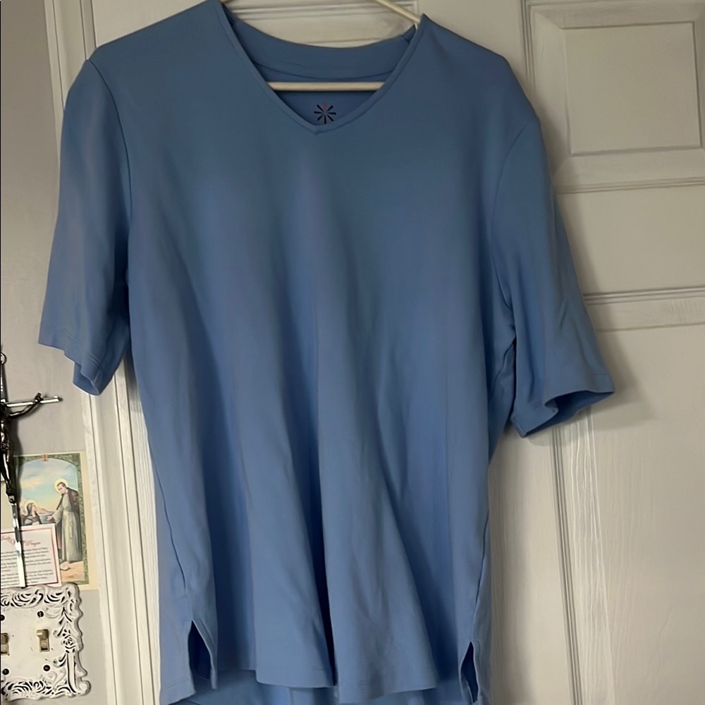 Light Blue V-Neck Short Sleeve Top